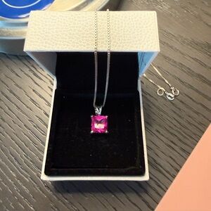 Sterling Silver Pink Topaz Necklace